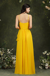 Spaghetti-Straps Bridesmaid Dress Chiffon With Pockets Ruffles-27dress